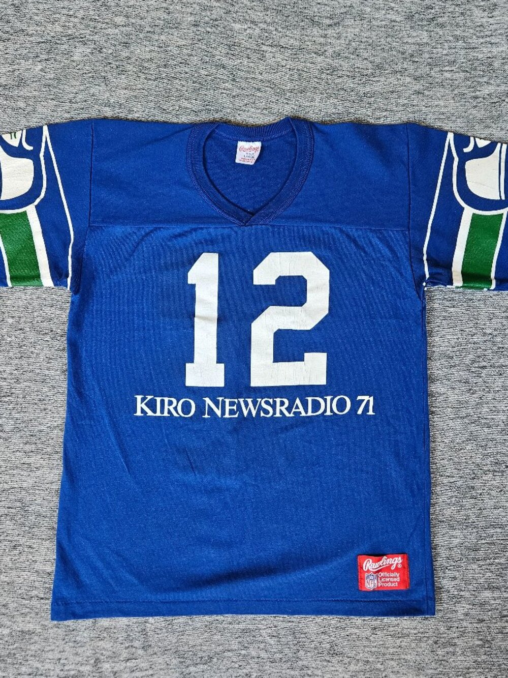 SEATTLE SEAHAWKS Vtg 1980s RAWLINGS 12th Man Fan Jersey T-Shirt Large Made In US - Picture 3 of 9